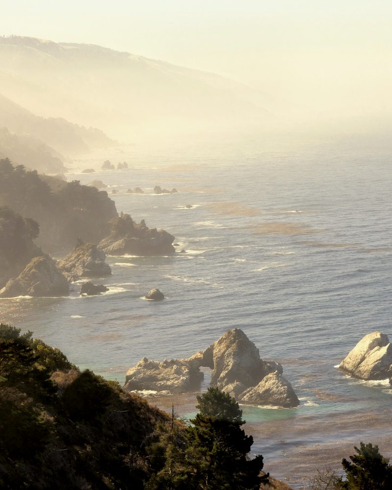 The Big Sur coastline in morning haze
